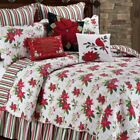 Holly Poinsettia Red Christmas King 3 Piece Quilt Set 108