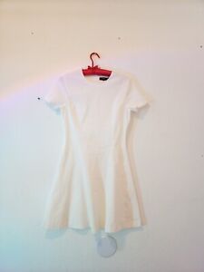 Theory Modern Seamed Shift Organic Linen Blend White Dress Size 6 Summer Lined