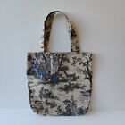 French Country Prairie Ducks Toile Market Tote Bag Reversible Double Handle Vtg