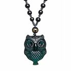 Natural rainbow Obsidian owl Necklace pendant Bead with adjustable bead Chain