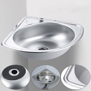 Stainless Steel Triangle Corner Basin Thick Small Sink Wall Mounted Single Bowl