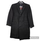 Vintage Sears Clothing Pure Cashmere XL Trench Coat Long Overcoat Black *READ