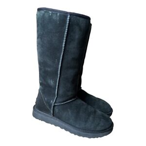 UGG Classic Tall II Women’s Black Winter Snow Boots Mid Calf 1016224, Size 9