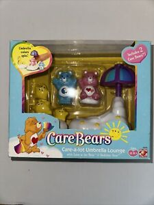 NIB 2002 Care Bears Care A Lot Umbrella Lounge Love A Lot and Bedtime Bears