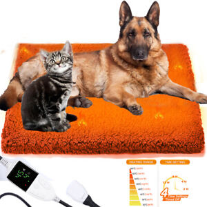 Pet Heating Pad, Electric Dog Heated Bed Mat w/ Soft Cover, Timer & Temperature