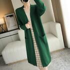 Womens Autumn Cashmere Cardigan Long Sweater with Pockets Loose Coat