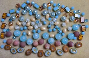 Large Beading Lot For Jewelry Agate Gemstone Czech Glass Beads Marble Crackle