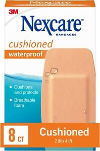 Nexcare Waterproof Cushioned Bandages, Knee & Elbow, 2 x 4 in, 8 Count