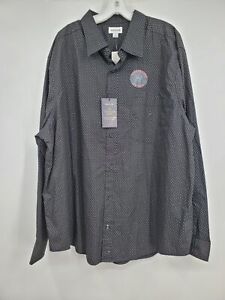 New ListingNWT Haggar Men's Black Polka Dot Collared Long Sleeve Button Up Shirt Size 2X