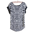 Express Shirt Top Blouse Large Short Sleeve Black White Tiger Zebra LIGHTWEIGHT