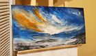 2020 Original Alaskan Mountain Sunset Clouds Landscape Painting 12x24 Signed Art
