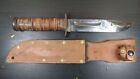 Vintage Ka Bar Fighting Knife 1935-45(?) With Sheath Marked USMC Olean, NY