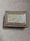 New ListingVTG WOOD JEWELRY BOX HAND CARVED MOTHER OF PEARL 5.5