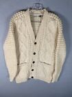 Vtg Irish Wool Shawl Collar Grandpa Cardigan Sweater Size Medium Ivory Nordstom