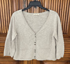 Eileen Fisher Womens Sweater Cardigan Small Beige Linen Blend Cropped Office