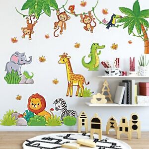 Jungle Animals Wall Decals, Nursery Kids Room Wall Stickers,2x30*90cm