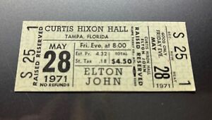 May 28, 1971 ELTON JOHN Concert Ticket Stub CURTIS HIXON HALL TAMPA FLORIDA