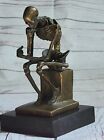 Contemporary Solid Bronze Skeleton Thinker Sculpture Signed Milo Artwork Deal