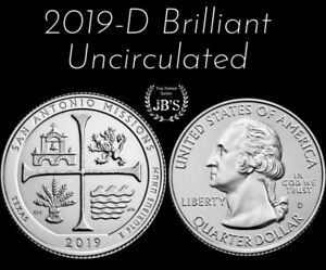 2019 D San Antonio Missions ATB Quarter BRILLIANT UNCIRCULATED *JB's Coins*