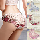 Women Lace Floral Panties Embroidery Mesh Low Rise Underwear Knickers Briefs