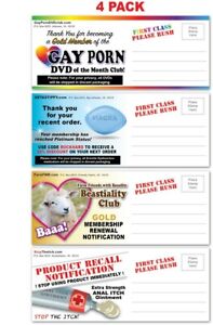 4 PACK - Adult PRANK Mail Postcards - FUNNY Joke Revenge Gag Gift Love Gay Porn