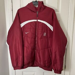 Nike Team Issue Stanford Cardinal Puffer Hooded Parka Jacket Men's XXL Red EUC