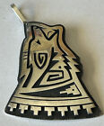 Signed Hopi Sterling Silver Overlay Wolf Pendant