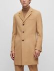 $645 Hugo Boss Men Jared Virgin Wool-Cashmere Overcoat Italian Fabric Beige 38R