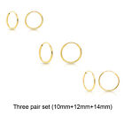 14K Real Solid Yellow Gold Round Endless Hoop Earrings 1mm Tube Hoops Ear Rings