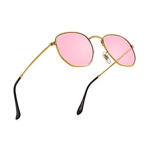 Women's Cute Hot Pink Hexagon Polarized UV Protection Summer Sunglasses
