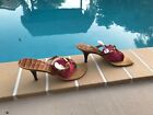 GUISEPPE ZANOTTI BROWN CROCO EMBOSSED  LEATHER THONG SANDAL Sz 10 MADE IN ITALY