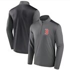 Boston Red Sox MLB Men's Gray 1/4 Zip Mock Lightweight Long Sleeve Shirts: S-3XL