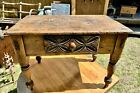 New ListingAntique Primitive Wooden Table STOOL Country Rustic Farmhouse Drawer Hand Carved