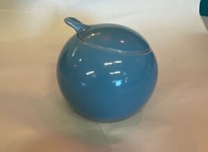 Vintage Eva Zeisel for Red Wing Pottery Town and Country Blue Sugar Bowl covered