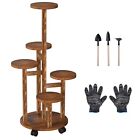 5 Tiered Tall Plant Stand for Indoor Outdoor Wood Flower Pot Planter Shelf Rack