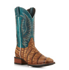 Men's Tan Alligator Print Square Toe Cowboy Boots-5 day delivery