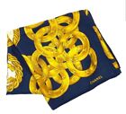 Authentic Chanel Gold Chain Jeweled Brooch Silk Scarf Comes With Gift Box