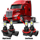For Peterbilt 579 587 Trucks LED Headlight Kit 4 Bulbs High / Low Beam white