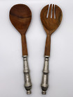 New Listing11.5 in Acacia Salad Serving Utensils with Metal Handles set of 2