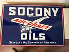 New ListingSocony Air-Craft Oils Porcelain Sign Ad Standard Oil Co NY Licensed Mobil Oil Co