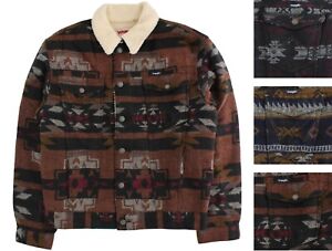 Wrangler Men's Jacquard Jacket  Sherpa Lined Southwestern Print , 4-Pocket Coat