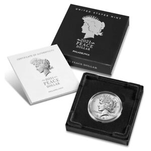 2021 Peace Silver Dollar With Box & COA - 21XH - In Stock