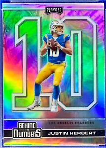 JUSTIN HERBERT ROOKIE CARD PRIZM SILVER 2020 PANINI PLAYOFF RC REFRACTOR MINT!