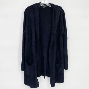 Barefoot Dreams L XL CozyChicLite Black Long Sleeve Hooded Sweater Cardigan