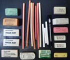 Lot Vintage Office Supplies Eraser Collection & Pencil Eraser Refills