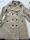 London Fog - Women's Double-Breasted Hooded Trench Coat - Size M beige color .