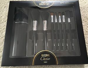 New 7 Pc Travel Makeup Brush Set With Case Ultimate Beauty Collection Black