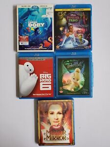 Lot of 5 Disney DVD Blu-Ray The Princess & the Frog, Big Hero Six FREE SHIPPING