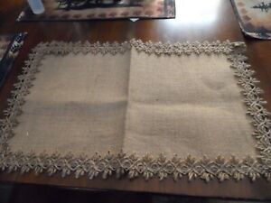 New Listing5 Piece Table Placemats Burlap Weave with lacy edging   20