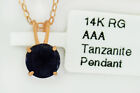 LAB TANZANITE 0.87 Cts SOLITAIRE PENDANT 14k ROSE GOLD - New With Tag